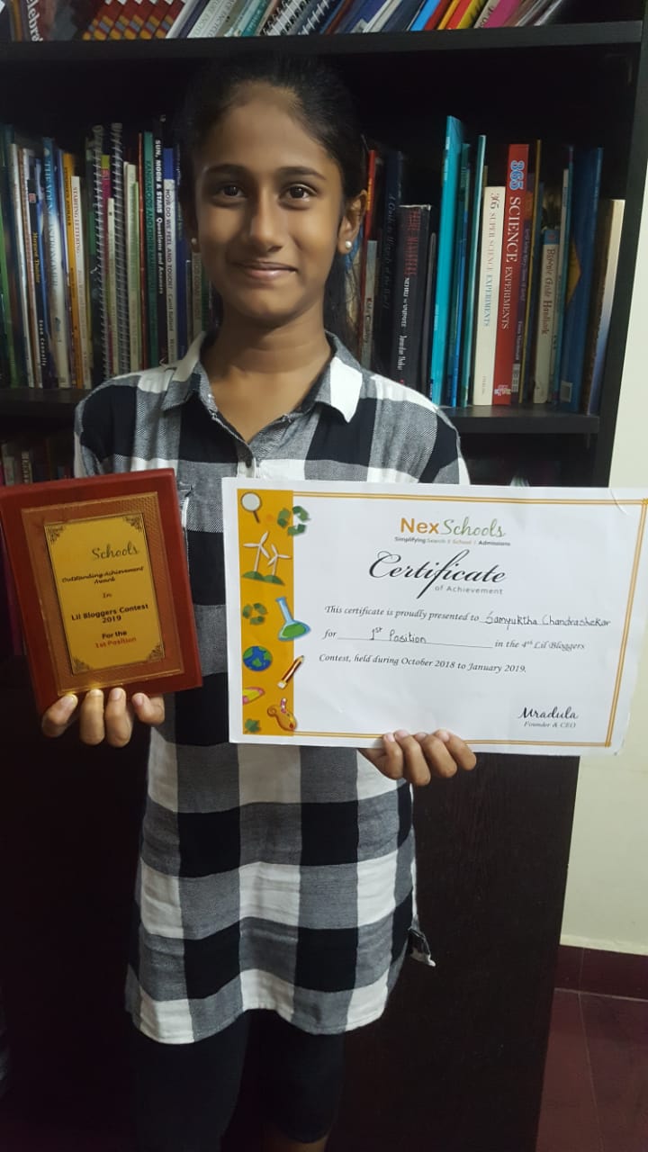 Samyukhta ChandraShekhar Lil Bloggers Contest Winner | School Student Blogging Contest